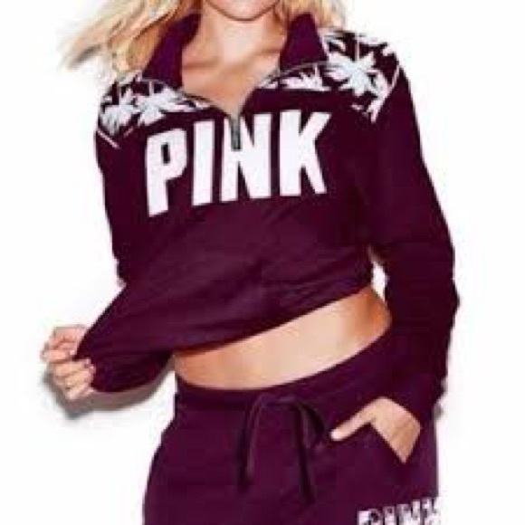 VS PINK Half Zip Rare Tropical Print - Picture 1 of 6